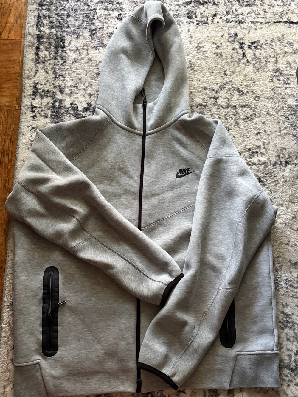 Authentic Nike Light Gray Tech Full-Zip Hoodie Jacket